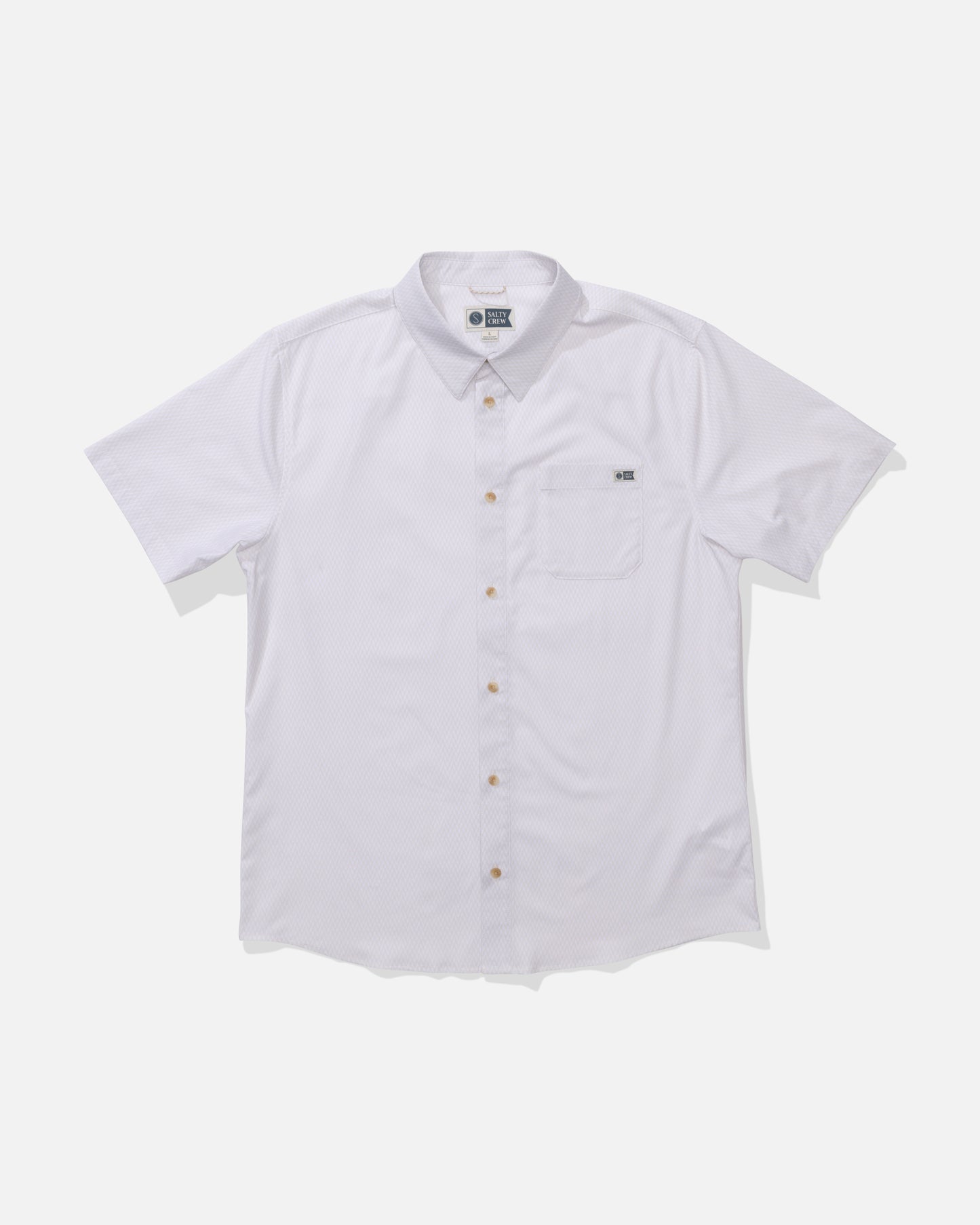 Front view of the Drifter UV Button Up - Natural. 