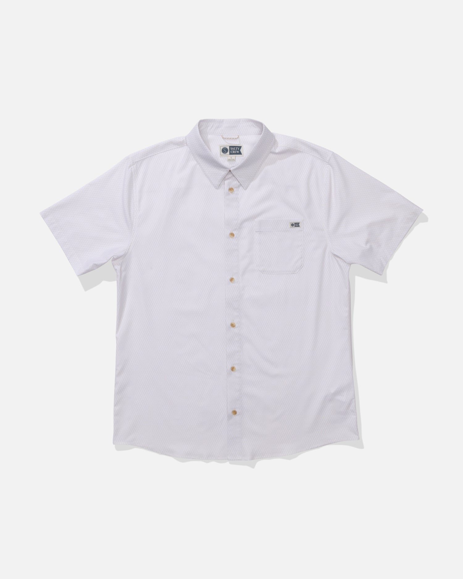 Front view of the Drifter UV Button Up - Natural. 