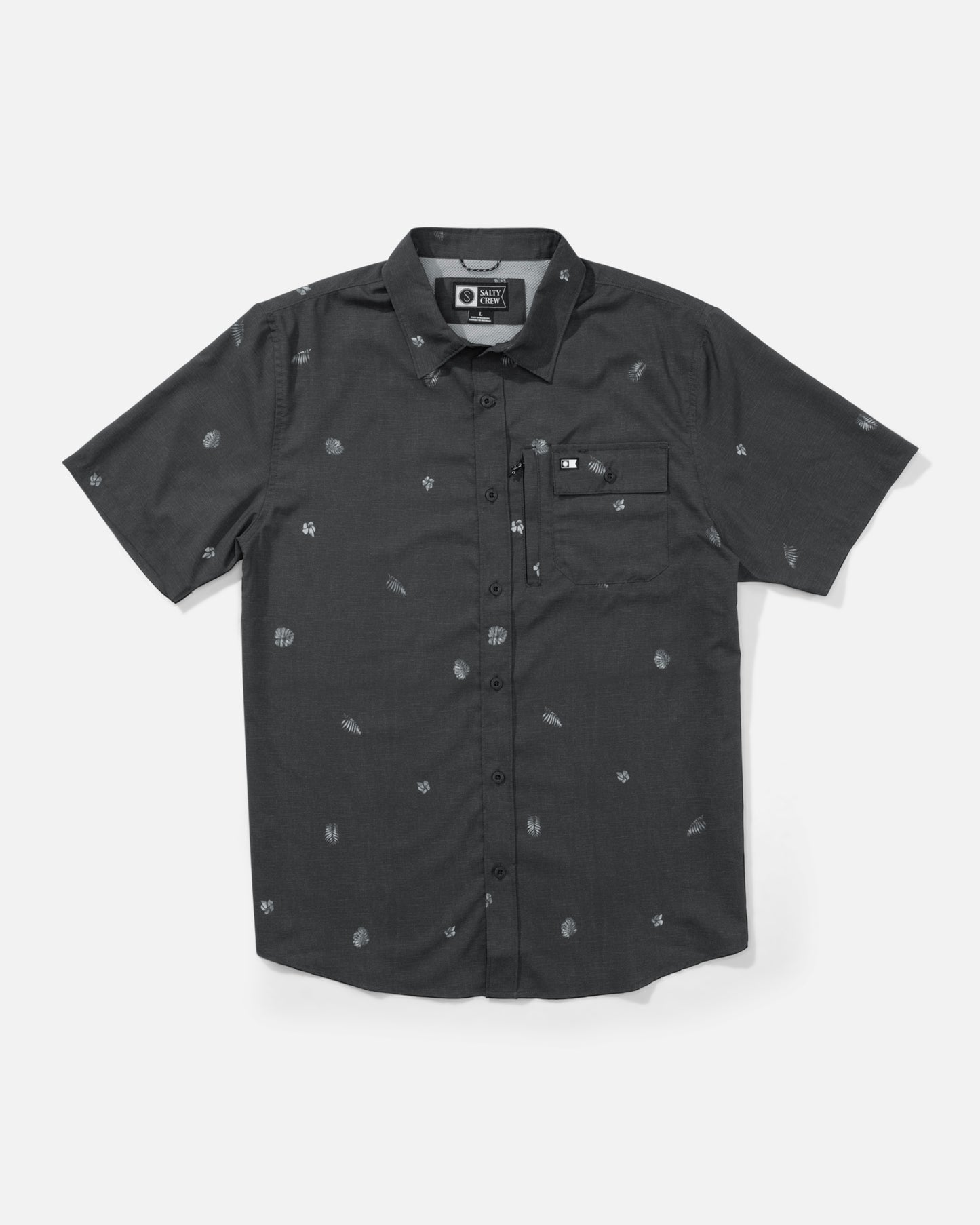 Front view of the Flagship UV Button Up - Black. 
