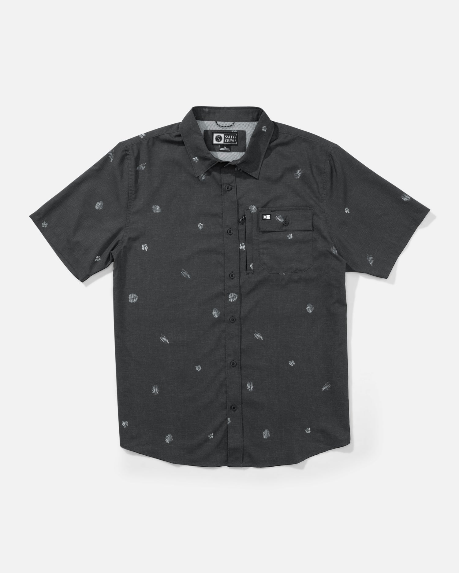 Front view of the Flagship UV Button Up - Black. 