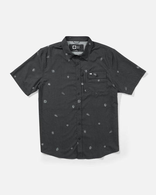 Front view of the Flagship UV Button Up - Black. 