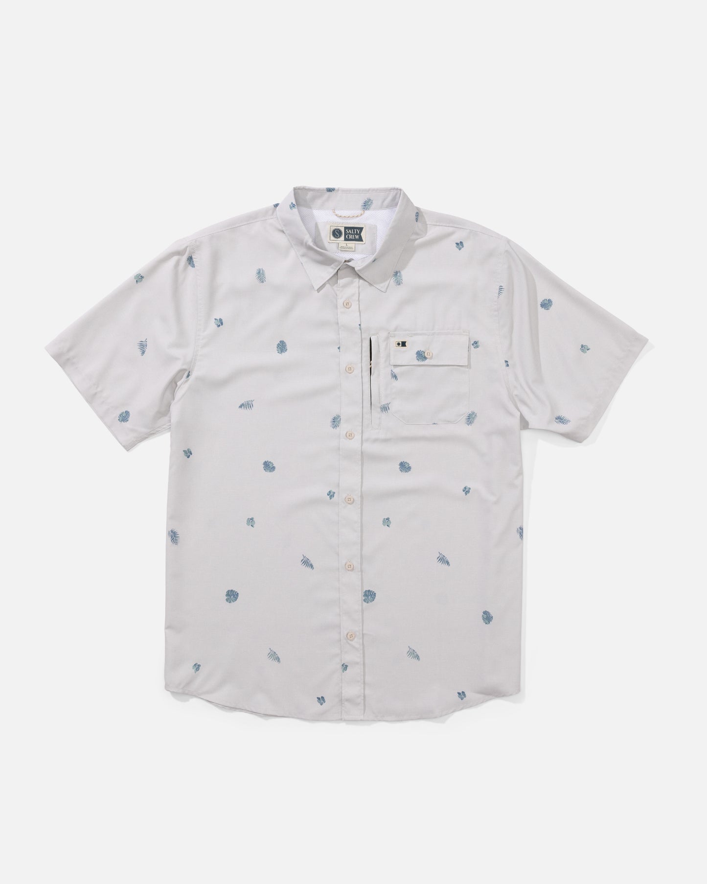 Front view of the Flagship UV Button Up - Grey. 