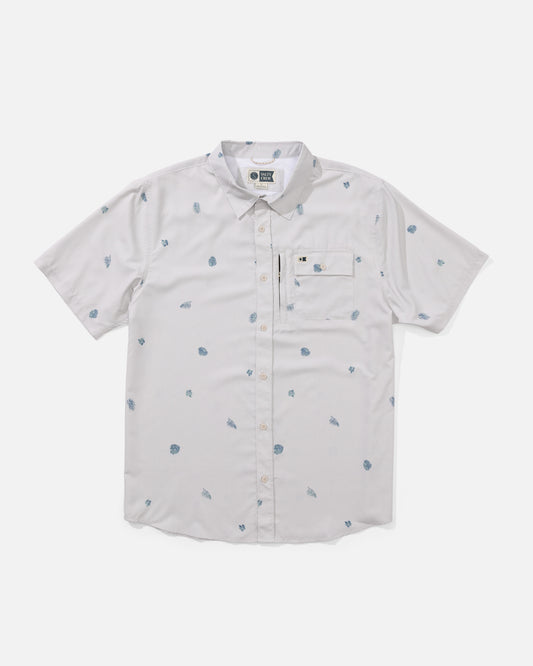 Front view of the Flagship UV Button Up - Grey. 