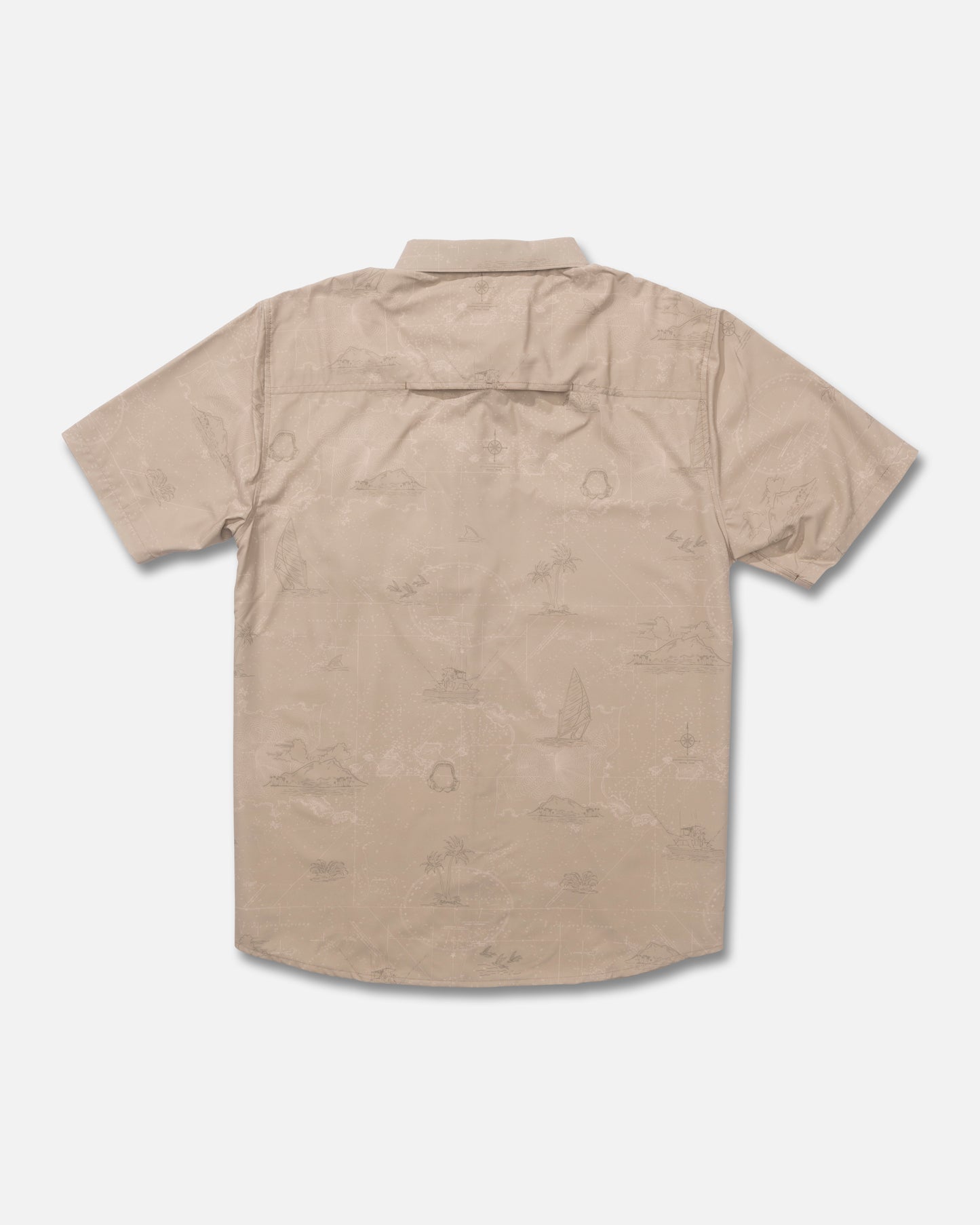 Back view of the Flagship Uv Button Up - Khaki. 