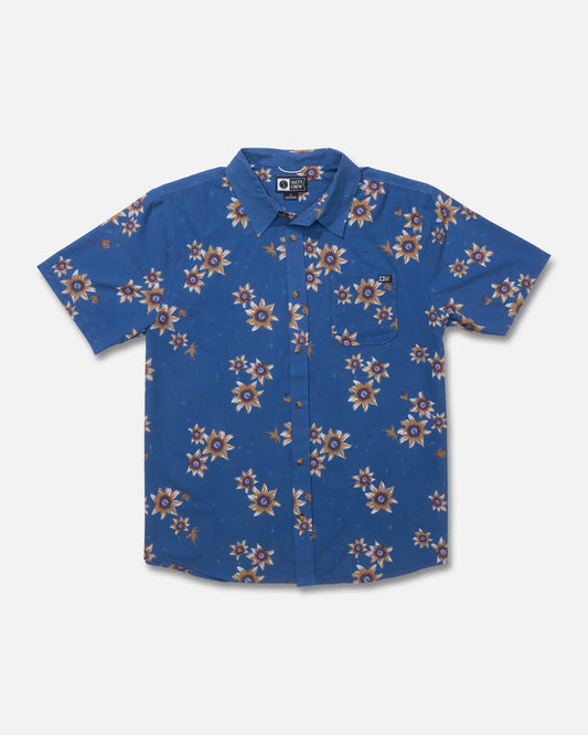 Front view of the Breezer Perforated Button Up - True Navy