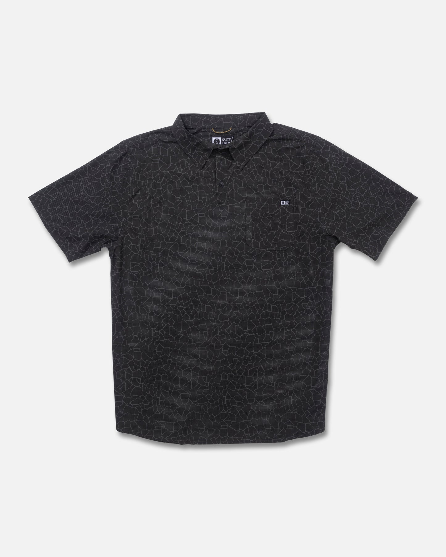 Front view of the Breezer Perforated Polo - Pirate Black
