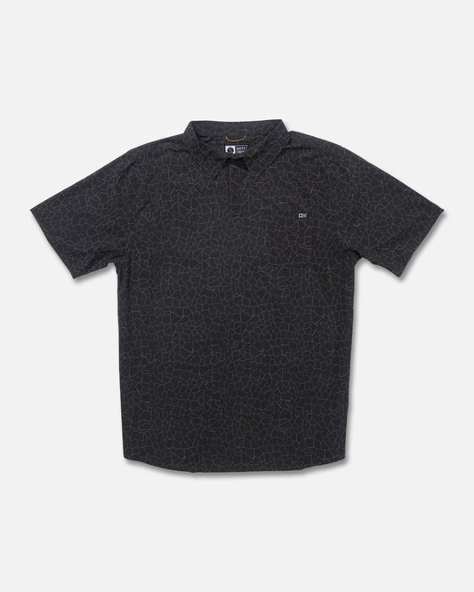 Front view of the Breezer Perforated Polo - Pirate Black