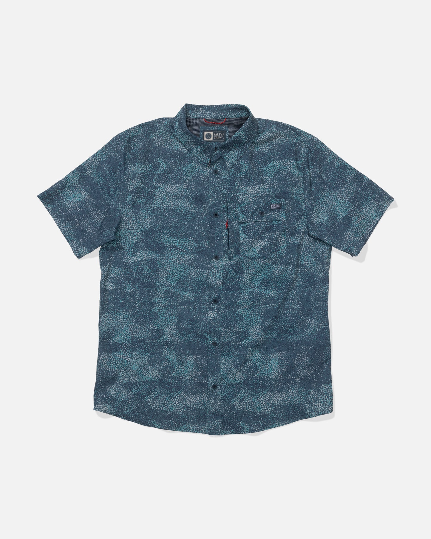 Front view of the Flagship UV Button Up - Dark Navy. 