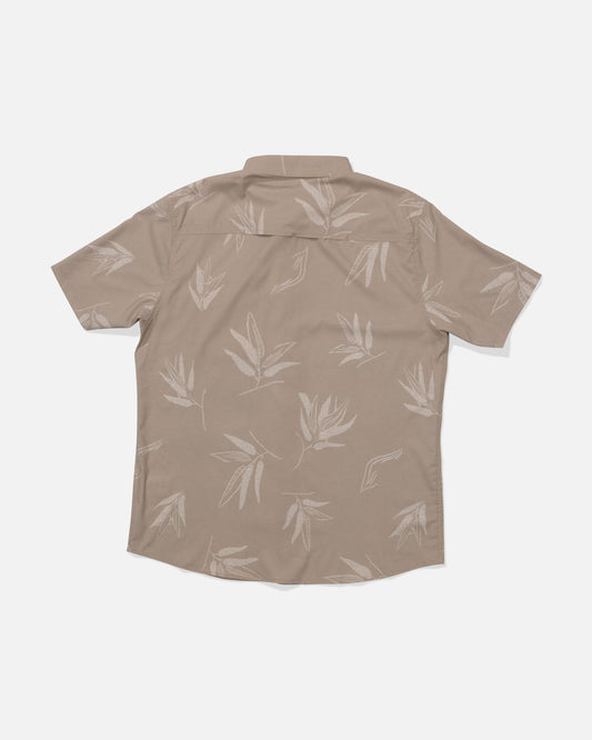 Back view of the Flagship UV Button Up - Dark Khaki. 