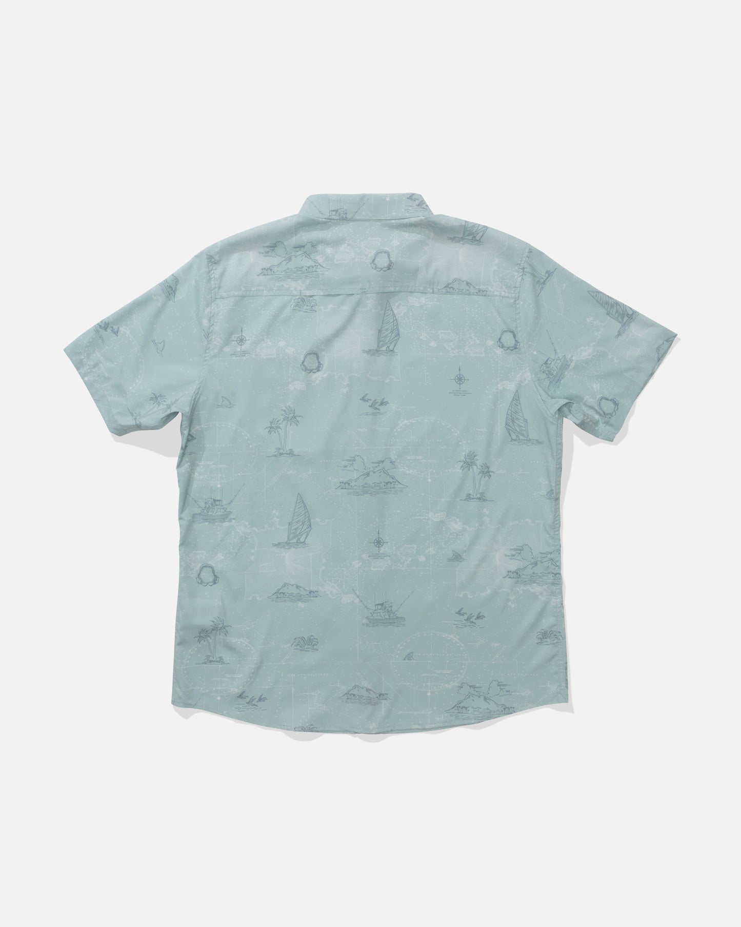Back view of the Flagship UV Button Up - Jade. 