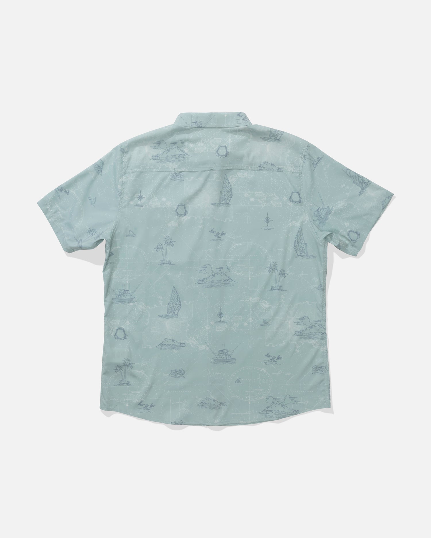 Back view of the Flagship UV Button Up - Jade. 