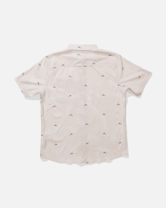 Back view of the Flagship UV Button Up - Natural. 