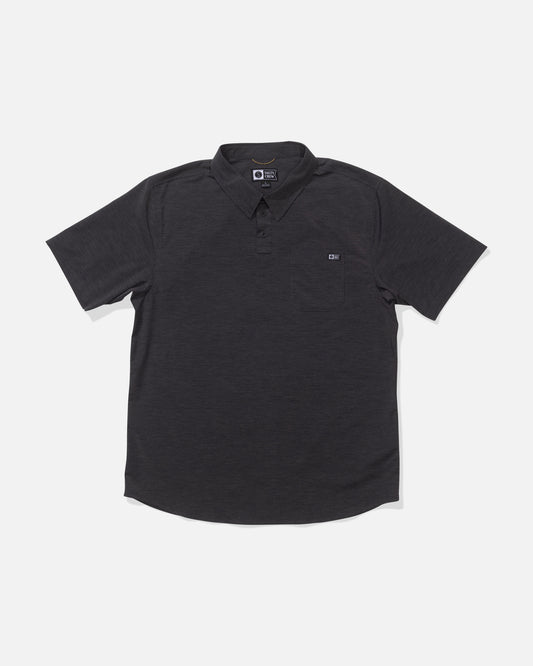 Front view of the Drifter UV Polo - Black. 