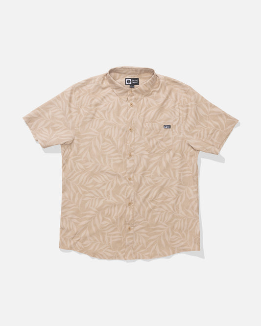 Front view of the Breezer Perforated Button Up - Khaki. 