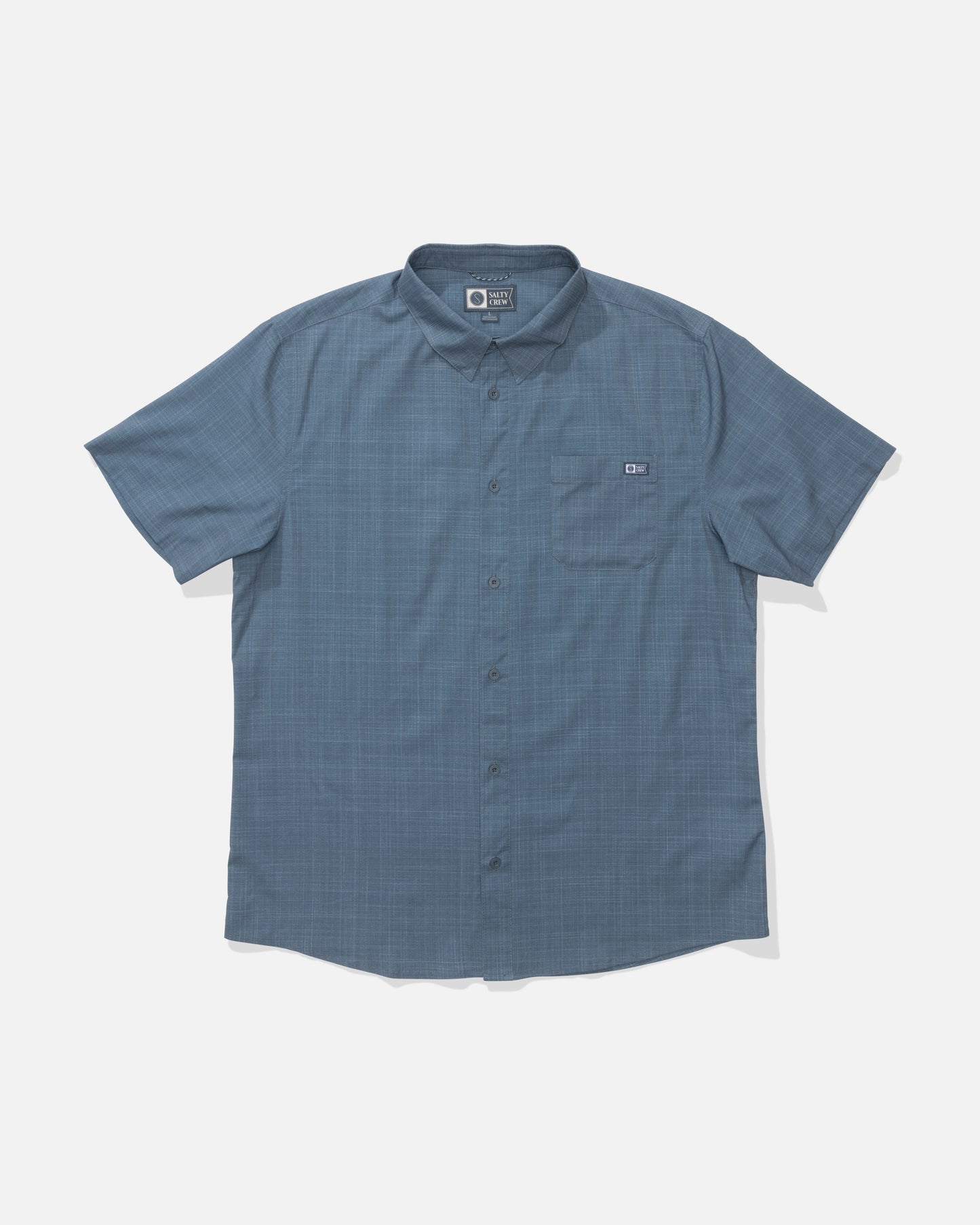 Front view of the Breezer Perforated Button Up - Monument. 