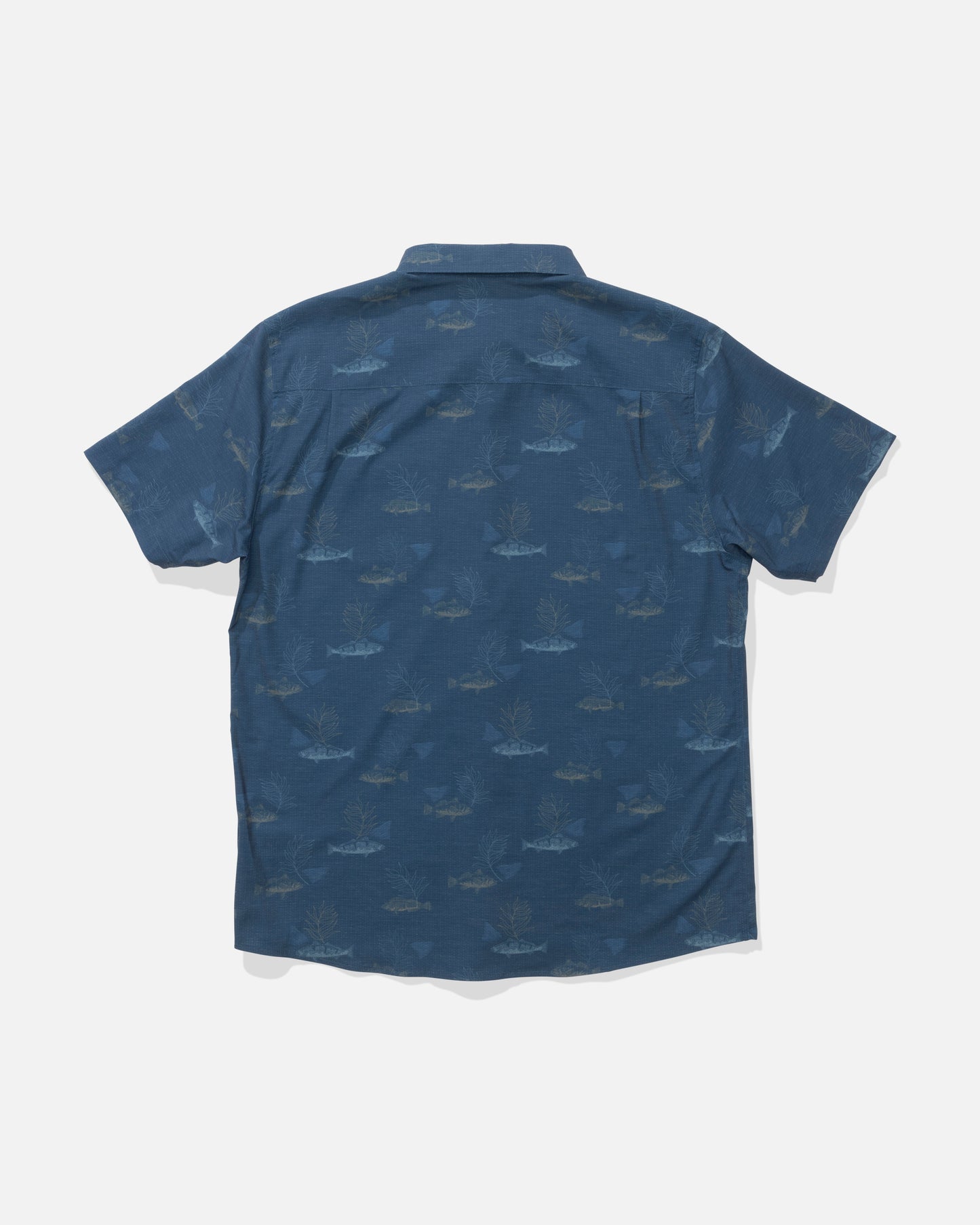 Back view of the Breezer Perforated Button Up - Navy. 