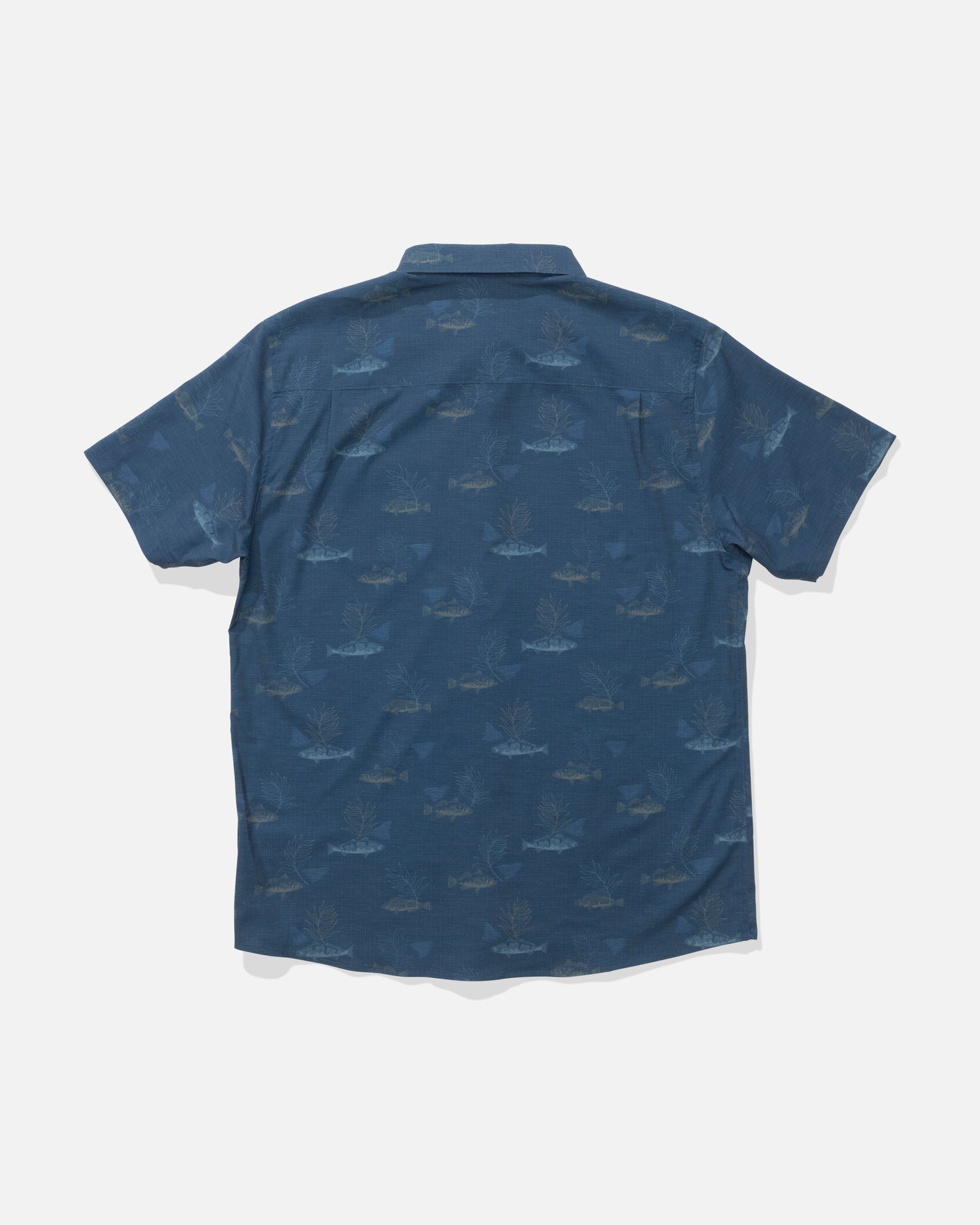 Back view of the Breezer Perforated Button Up - Navy. 