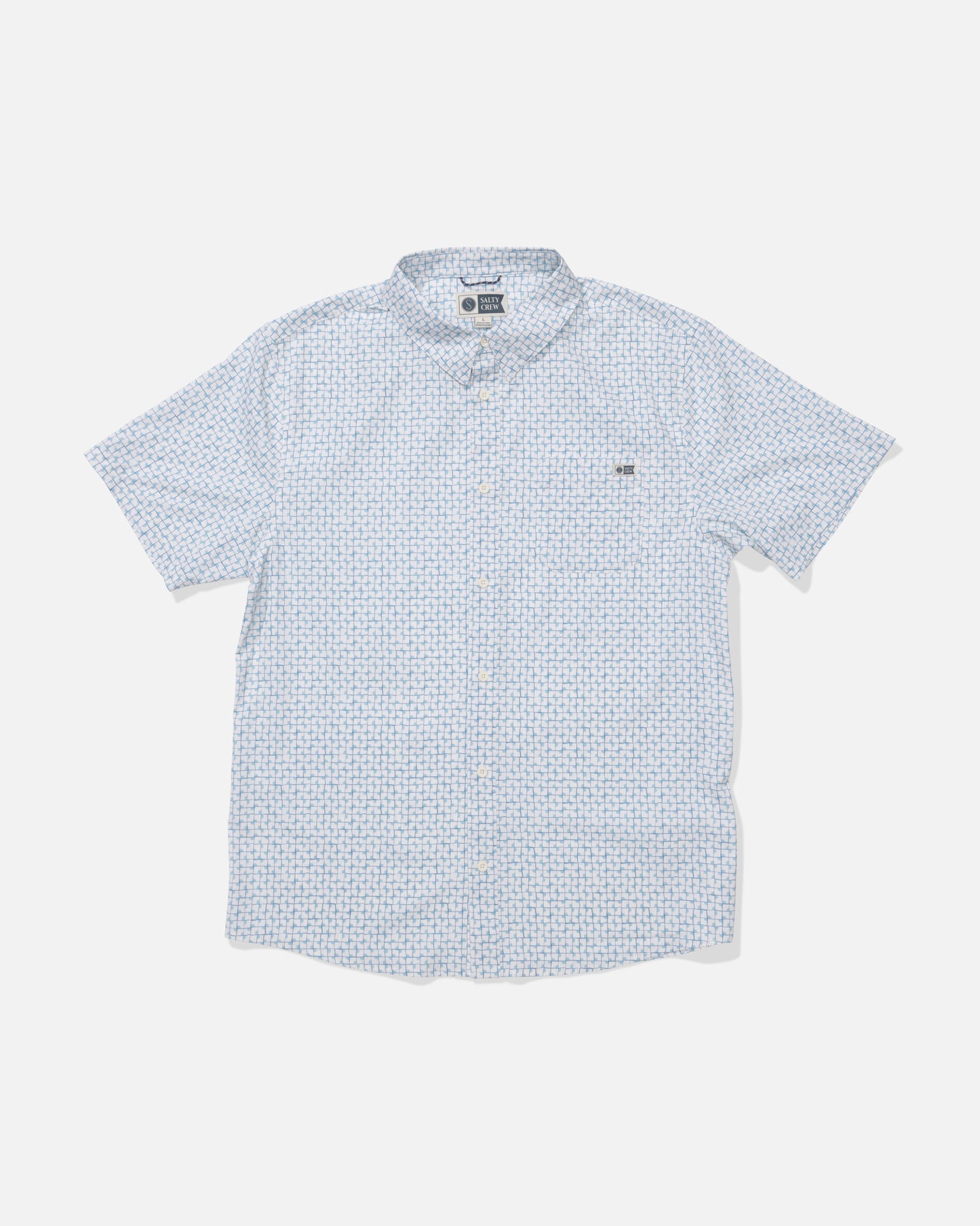 Front view of the Breezer Perforated Button Up - Off White. 