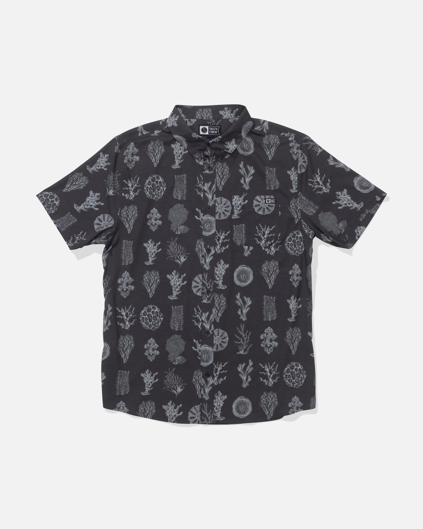 Front view of the Breezer Perforated Button Up - Phantom. 