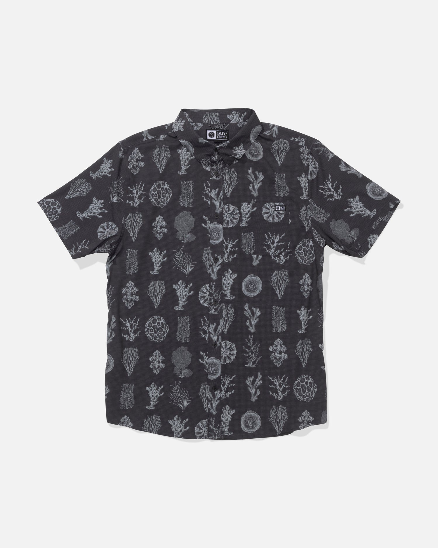 Front view of the Breezer Perforated Button Up - Phantom. 