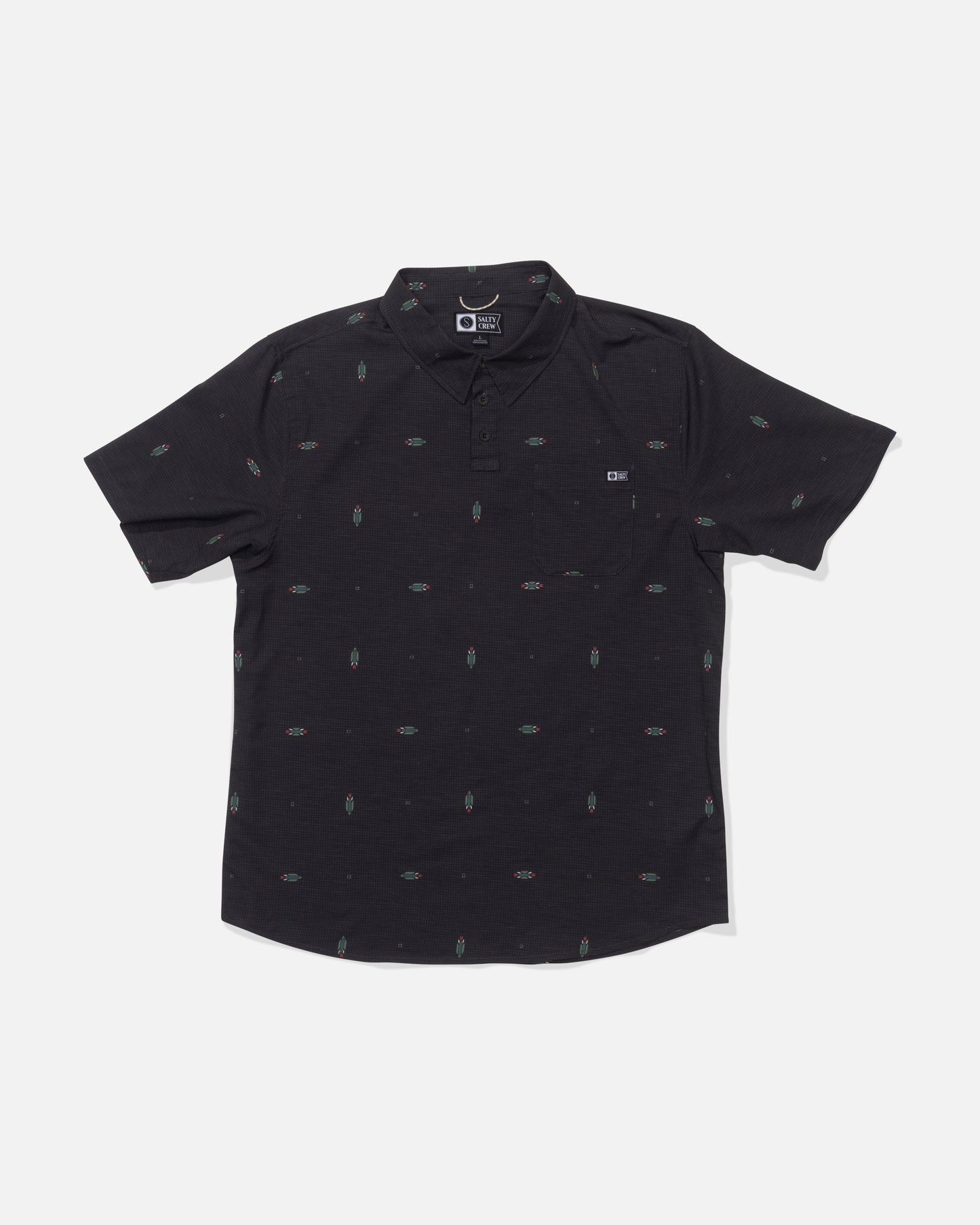 Front view of the Breezer Perforated Polo - Black. 