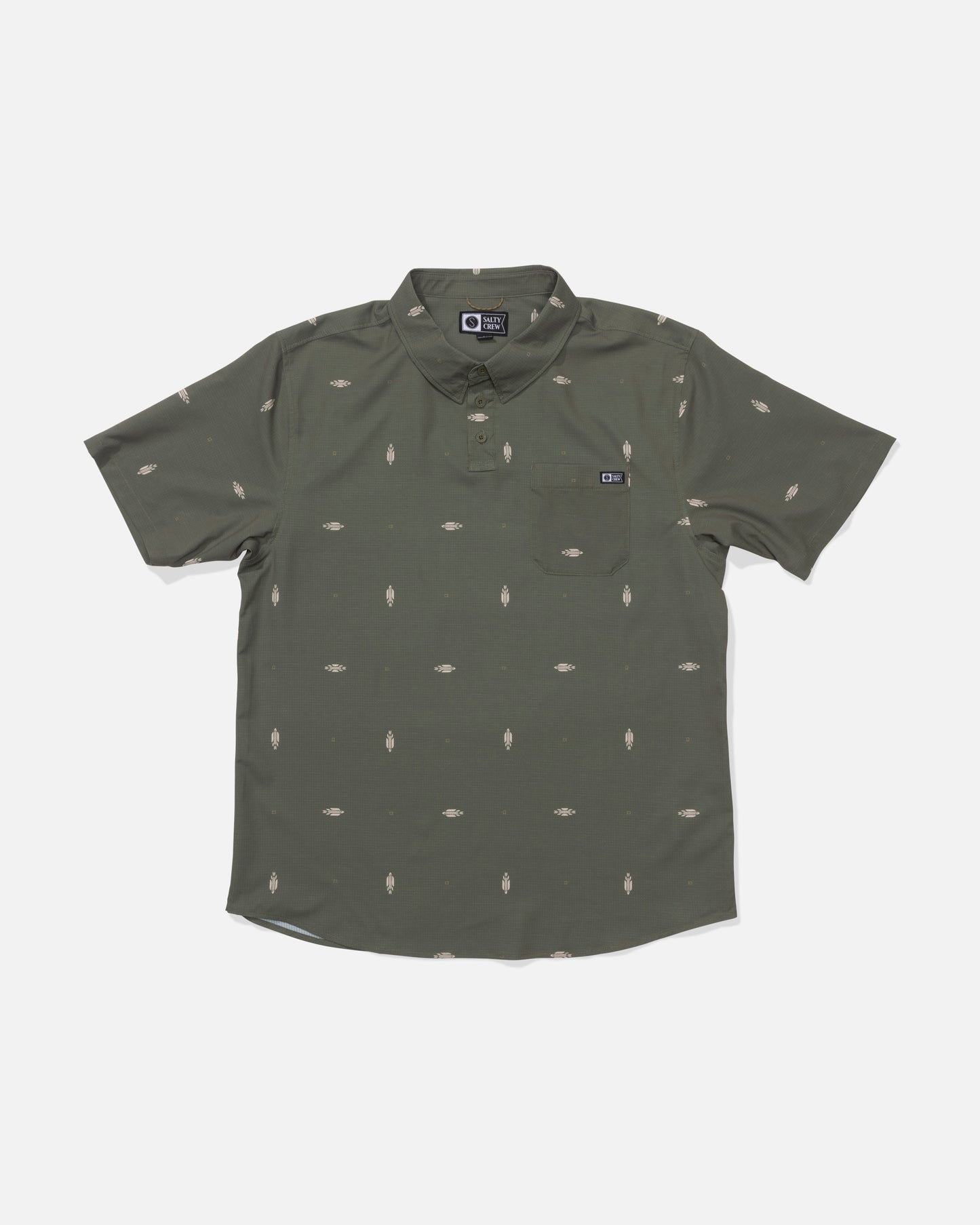 Front view of the Breezer Perforated Polo - Olive.