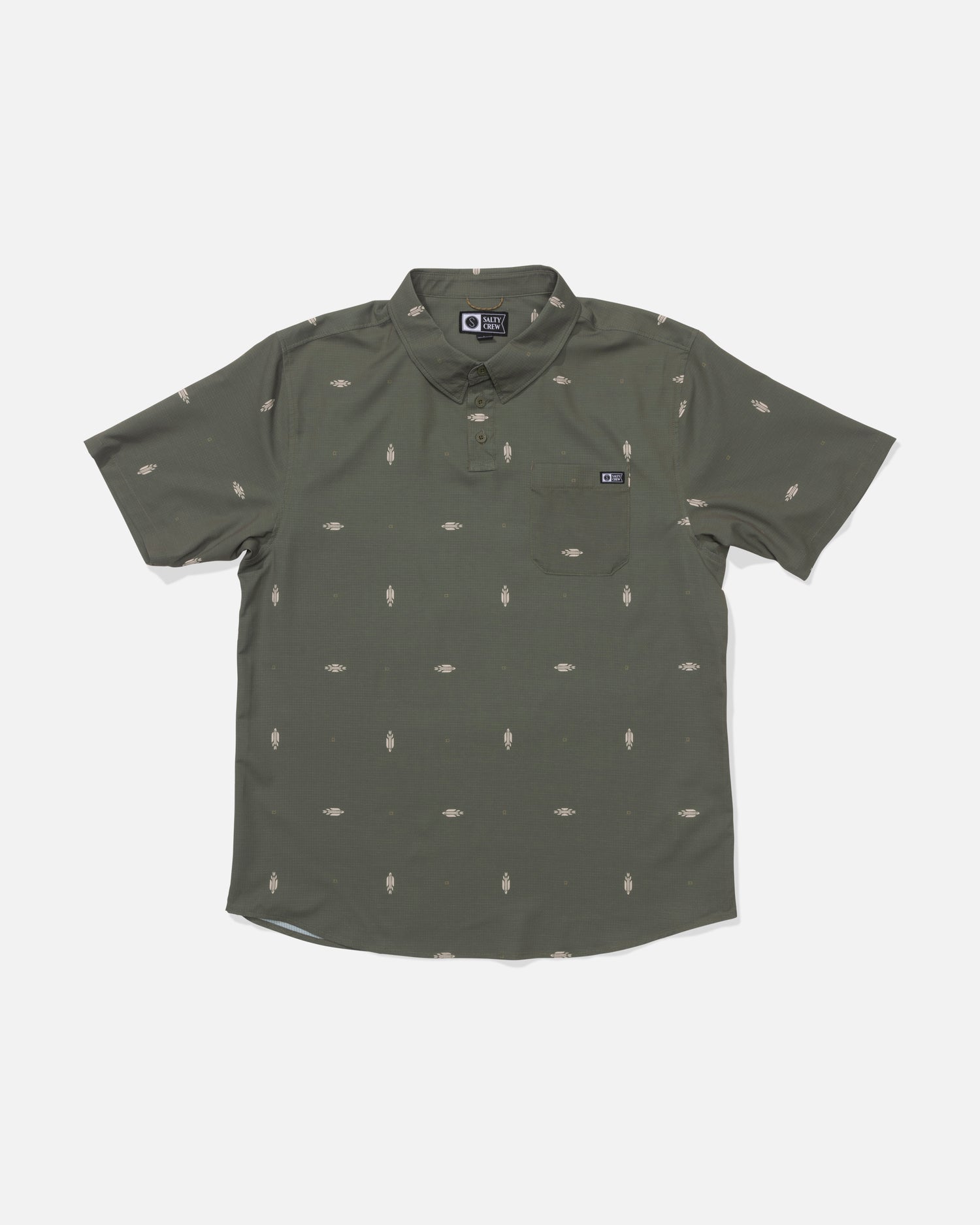 Front view of the Breezer Perforated Polo - Olive.