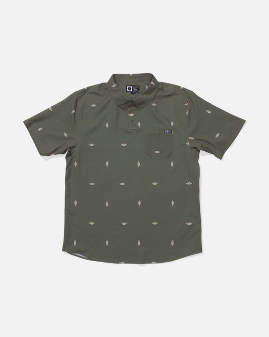 Front view of the Breezer Perforated Polo - Olive.