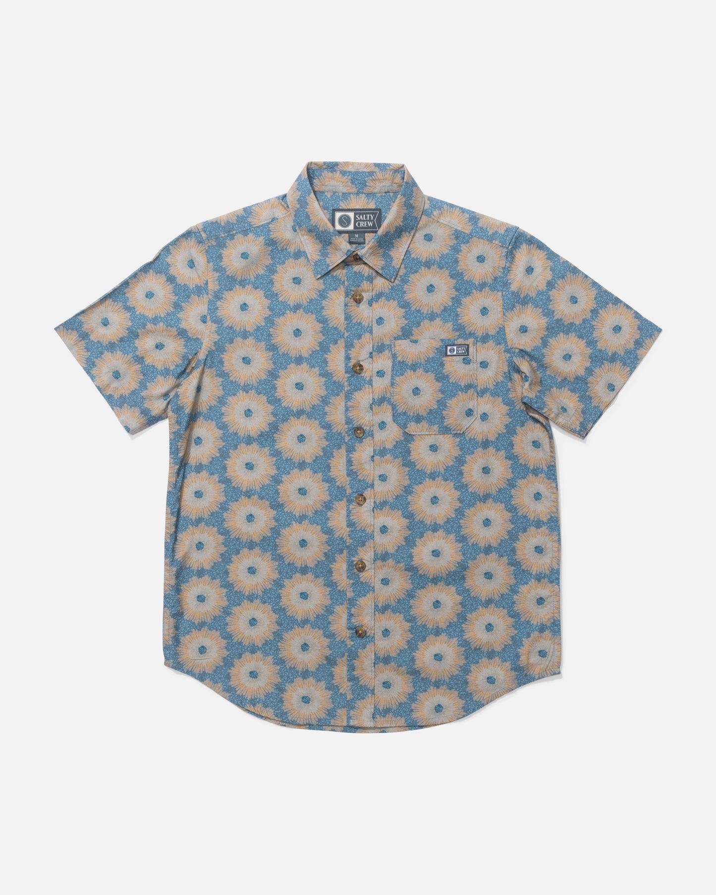 Front view of the Crew Boys Button Up - Slate. 