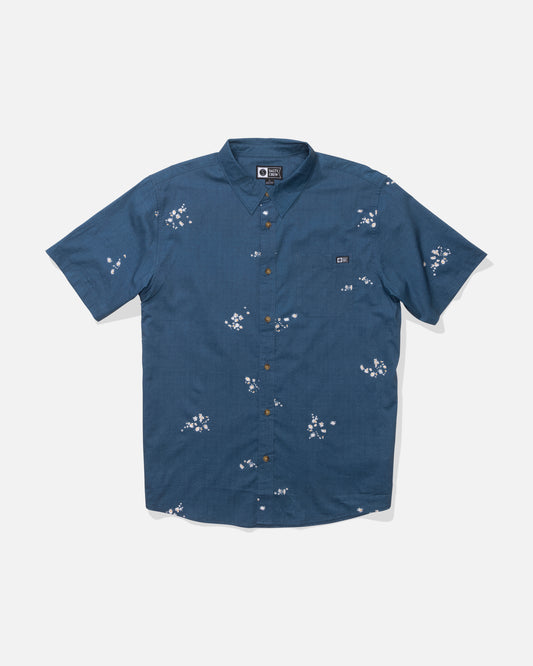 Front view of the Crew Button Up - Mid Blue. 