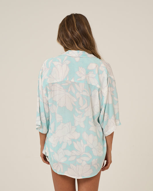 Back view of the Rose Parade Tunic - Aquamarine. 