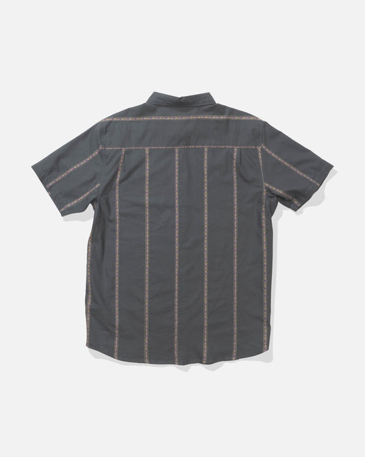 Back view of the Parker Button Up - Monument. 