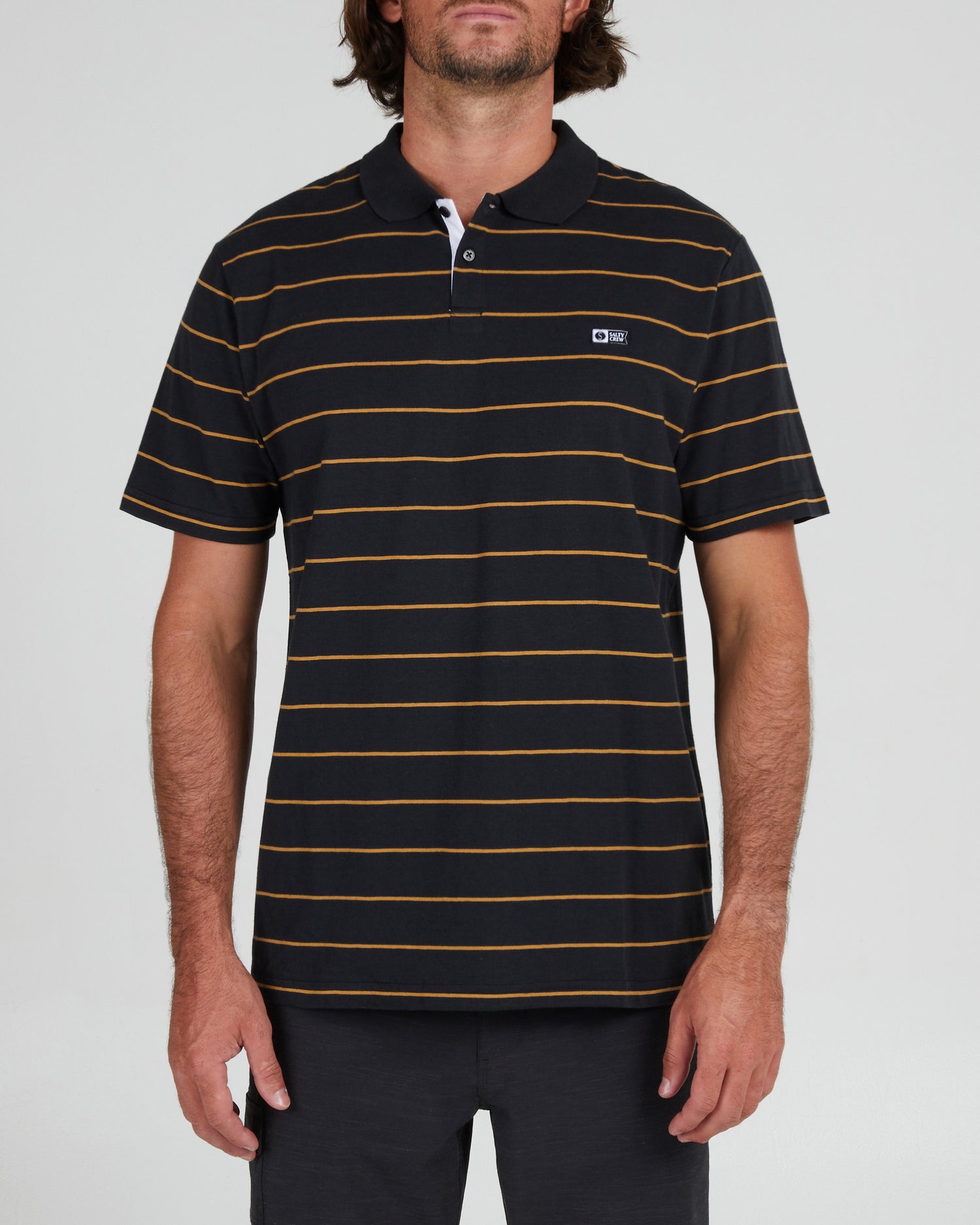 front view of Ahoy Black S/S Polo