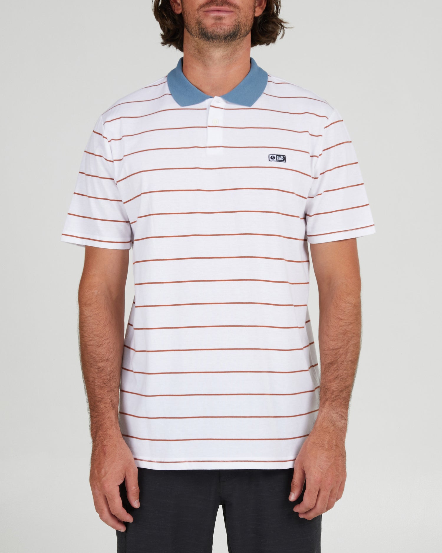 front view of Ahoy White S/S Polo