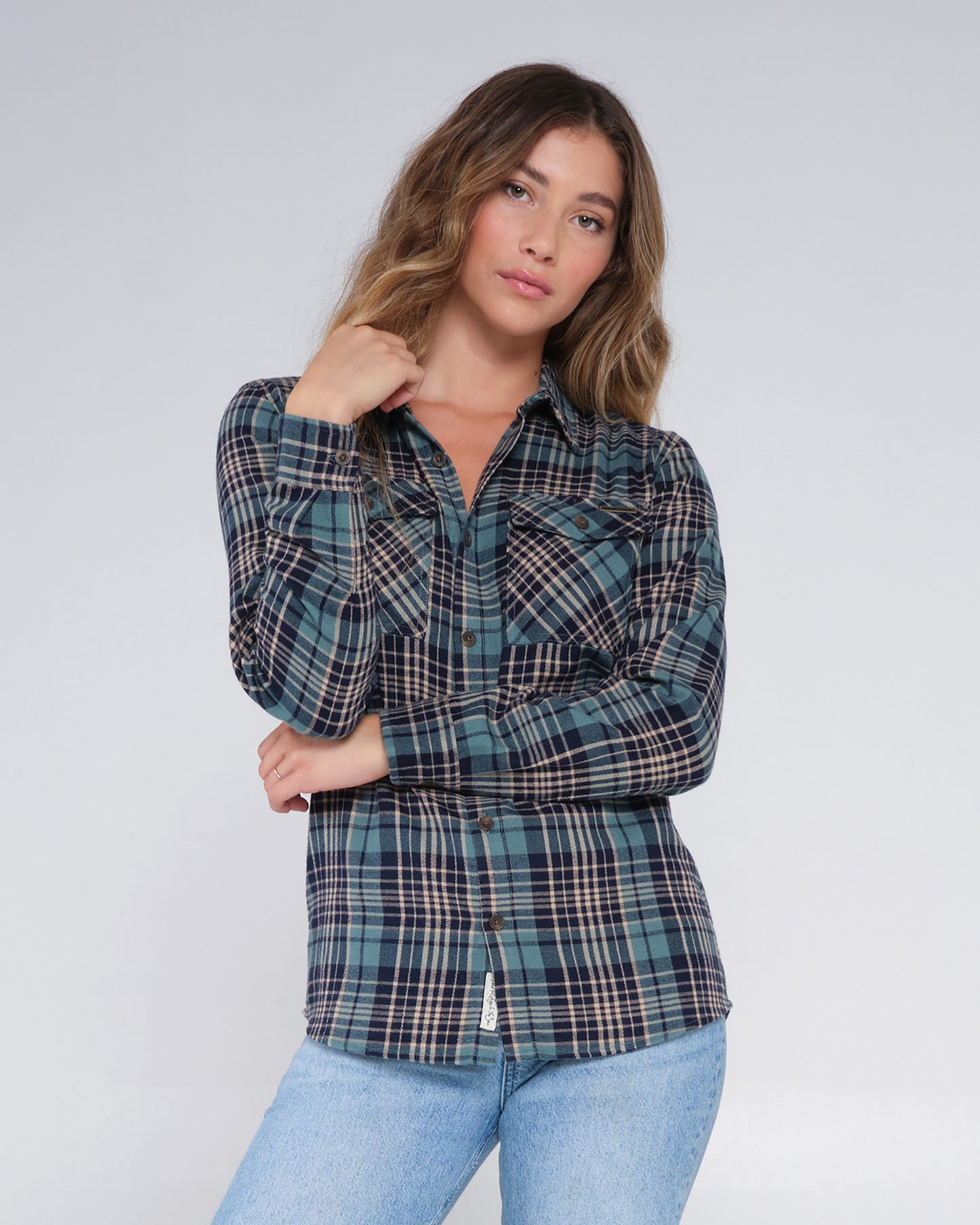 front view of Long Haul Atlantic Green Flannel