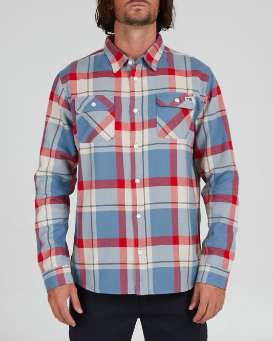 On body front of the Dawn Patrol Slate Flannel