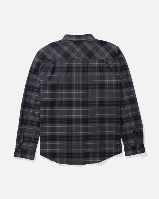 Back view of the Fathom Tech Flannel - Black Grey. 