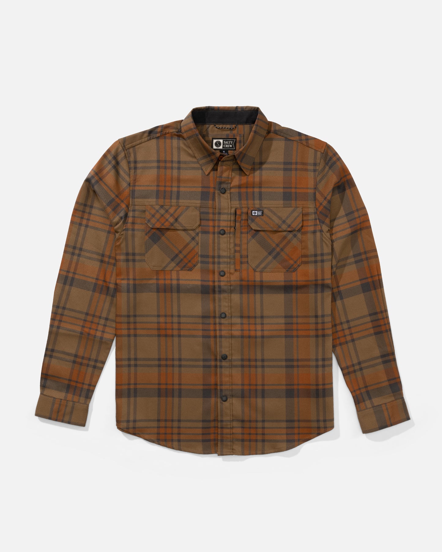 Front view of the Fathom Ls Tech Flannel - Dark Brown. 