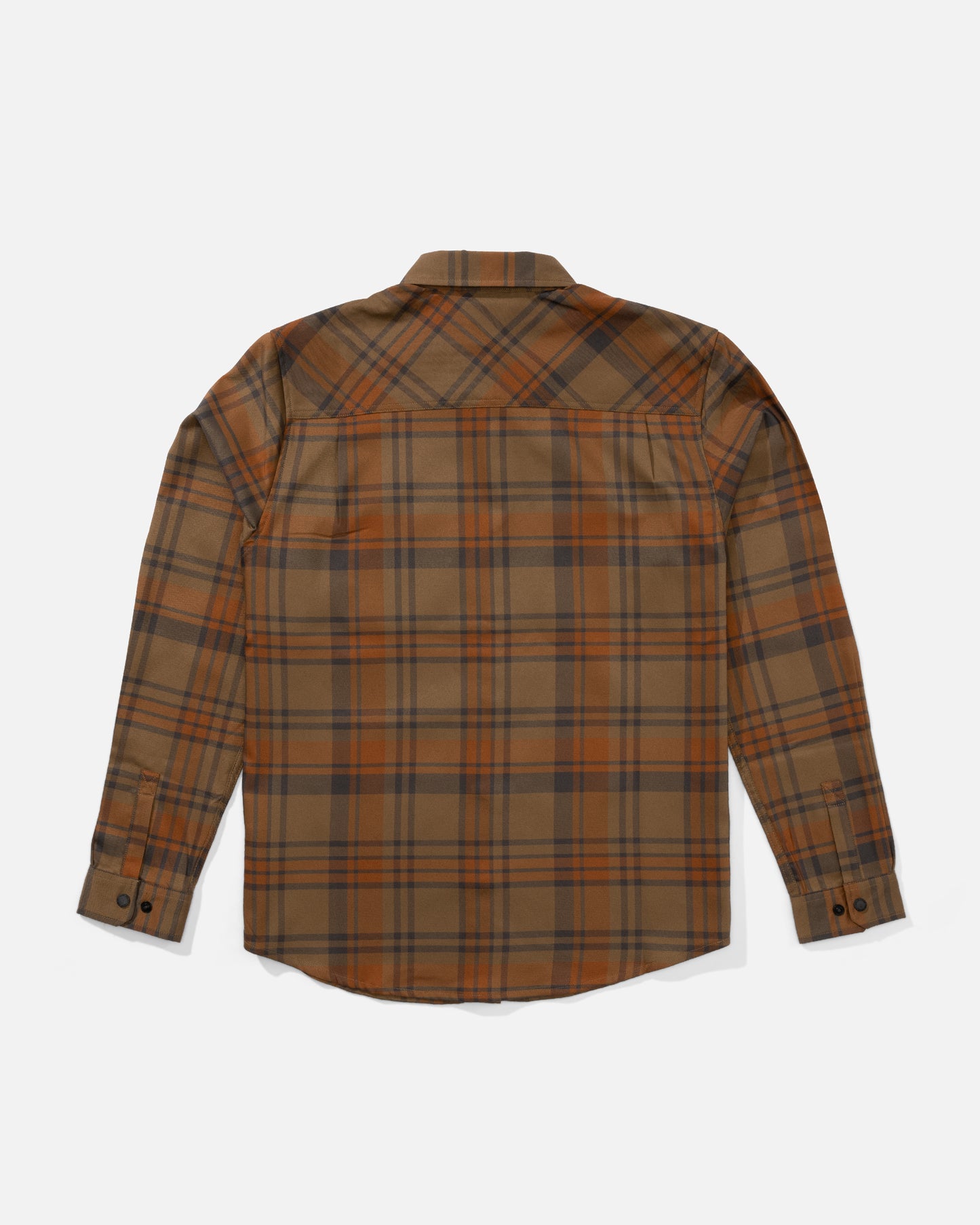 Back view of the Fathom Ls Tech Flannel - Dark Brown. 