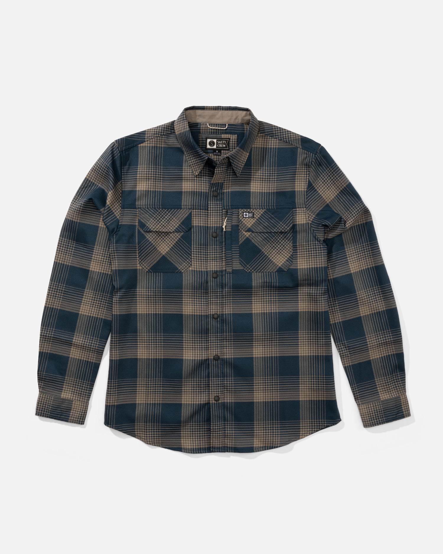 Front view of the Fathom Ls Tech Flannel - Midnight Navy. 