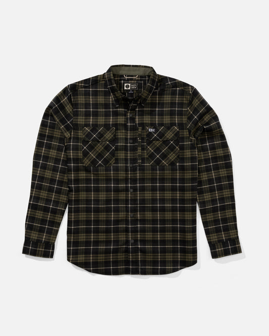 Front view of the Fathom Ls Tech Flannel - Phantom. 