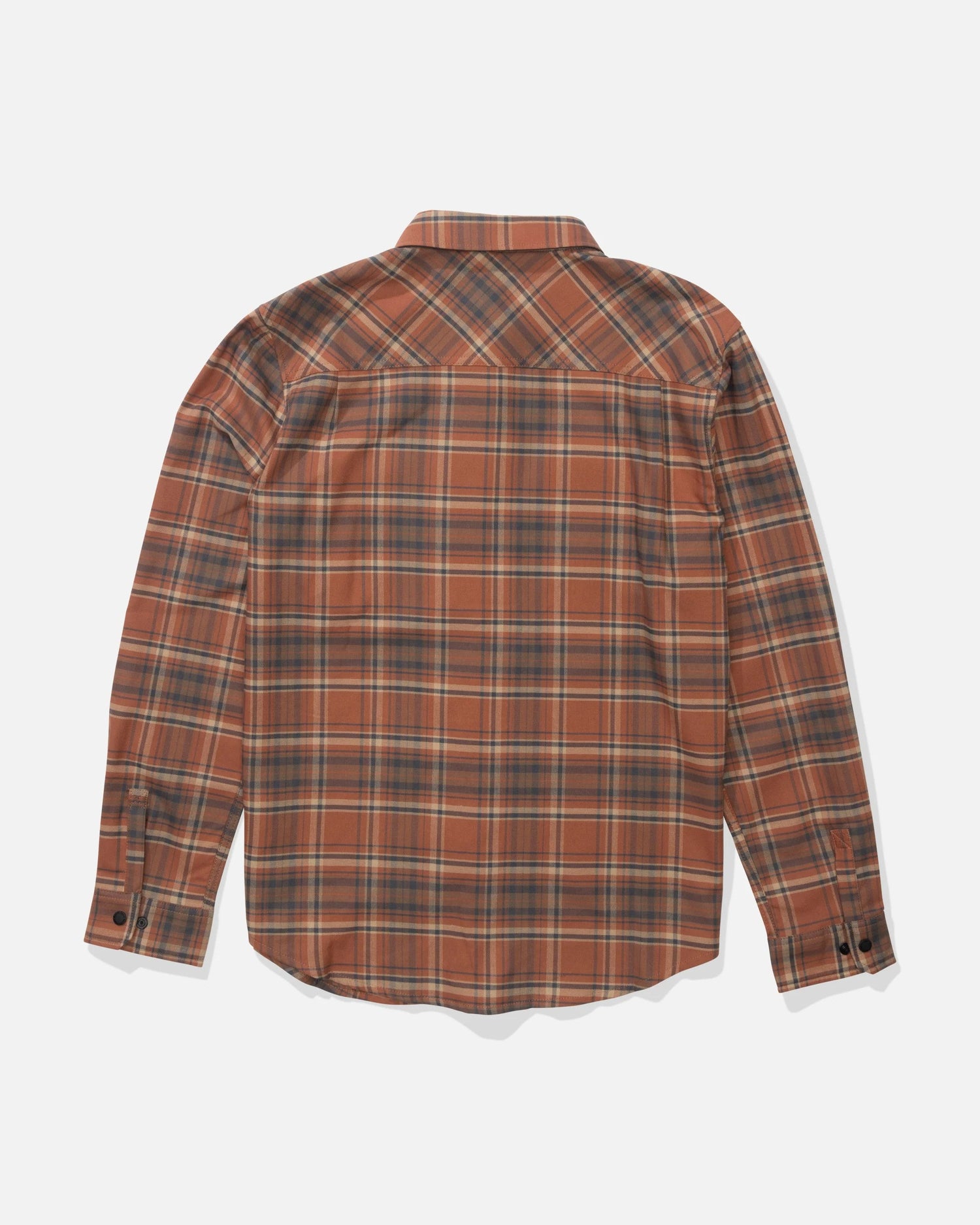 Back view of the Fathom Tech Flannel - Russet. 