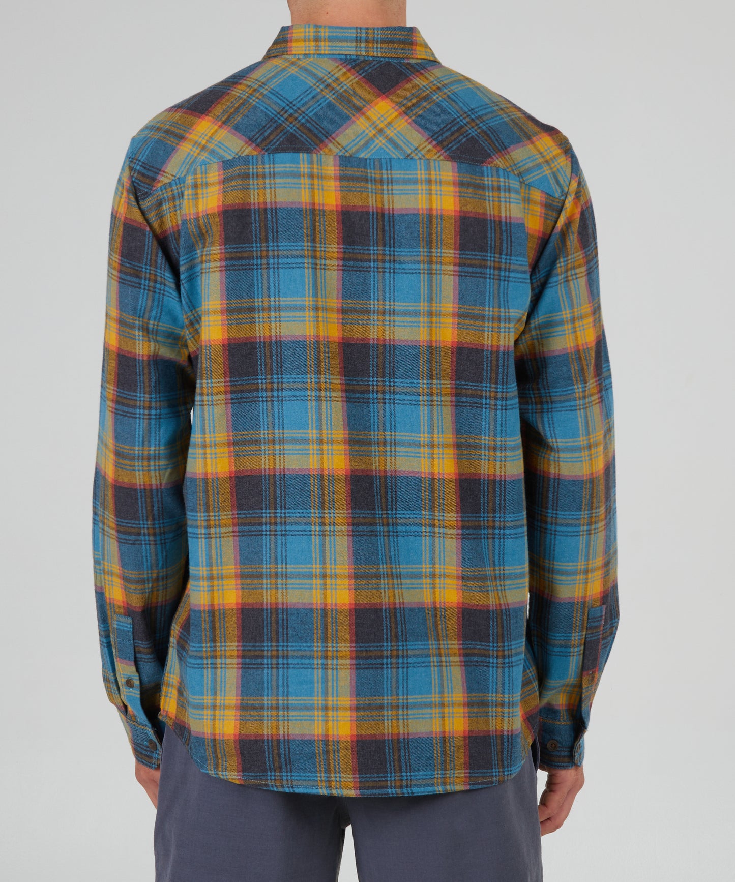 back view of Frothing Slate/Gold Flannel
