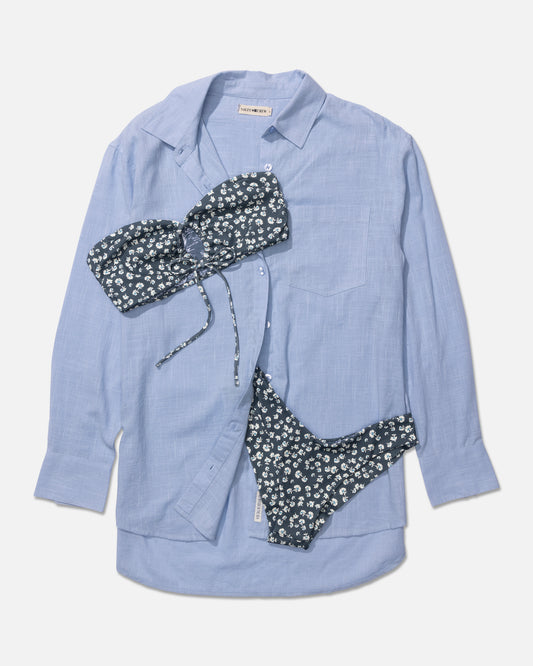 Inspo outfit with the Falling Floral Bandeau Top - Fin Blue. 
