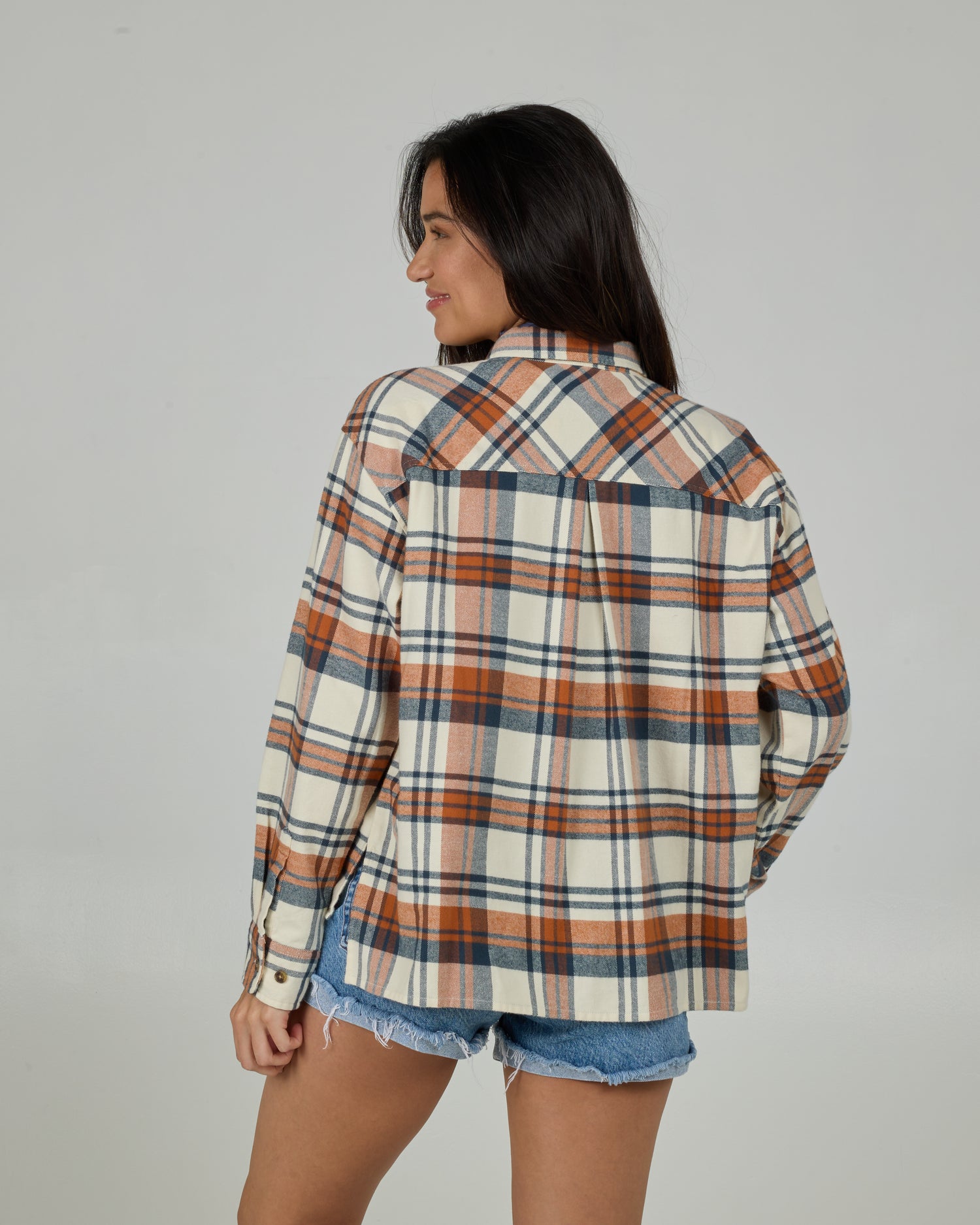Back view of the Nomad Flannel  - Bone. 