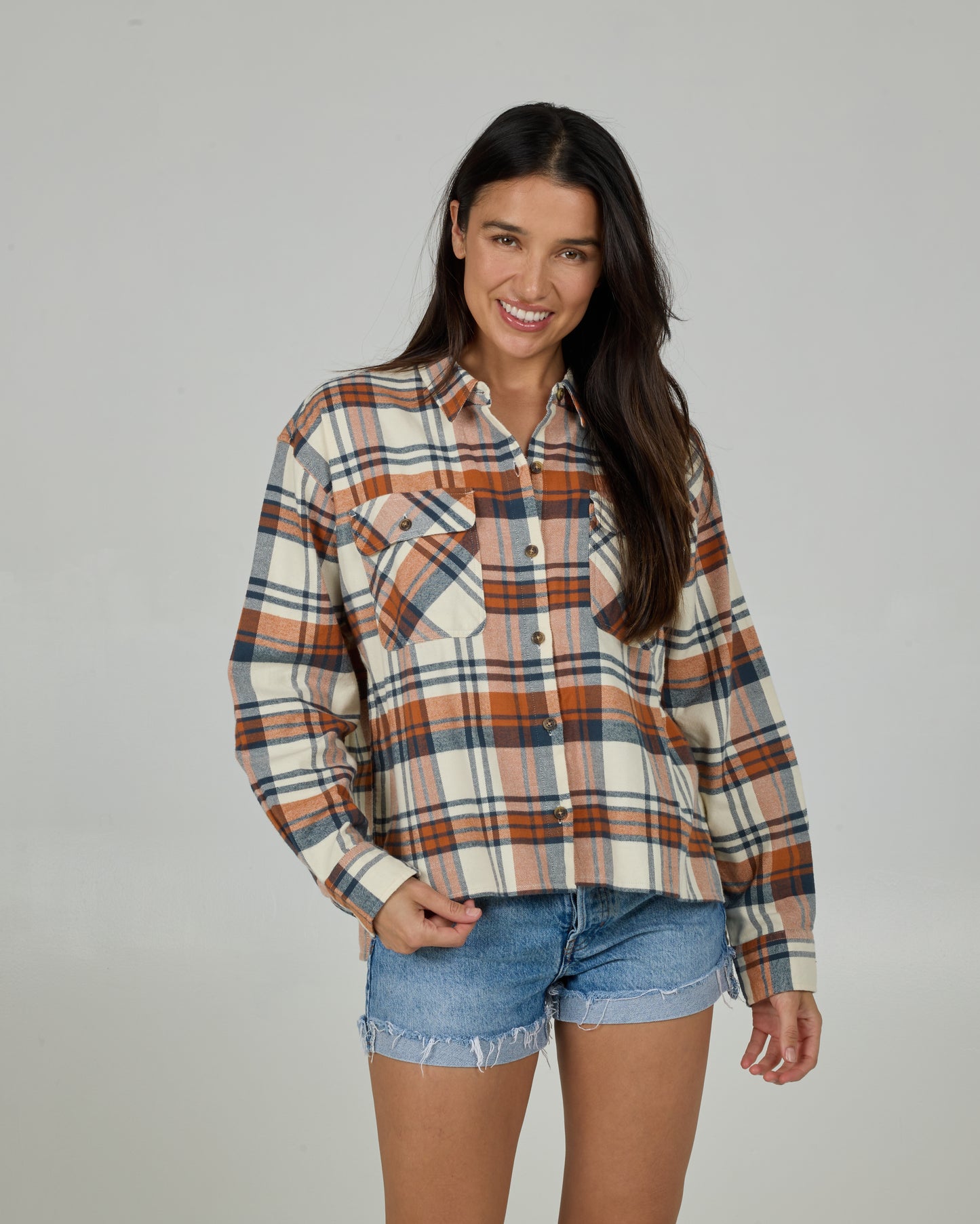 Front view of the Nomad Flannel  - Bone. 