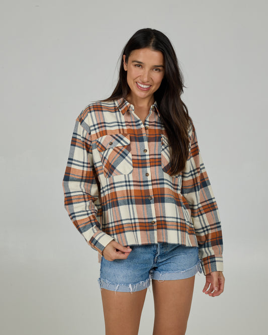 Front view of the Nomad Flannel  - Bone. 