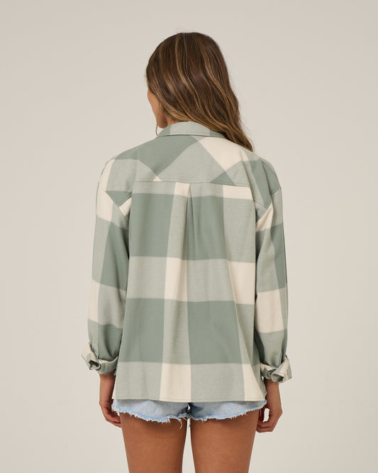 Back view of the Nomad Flannel - Slate Grey. 