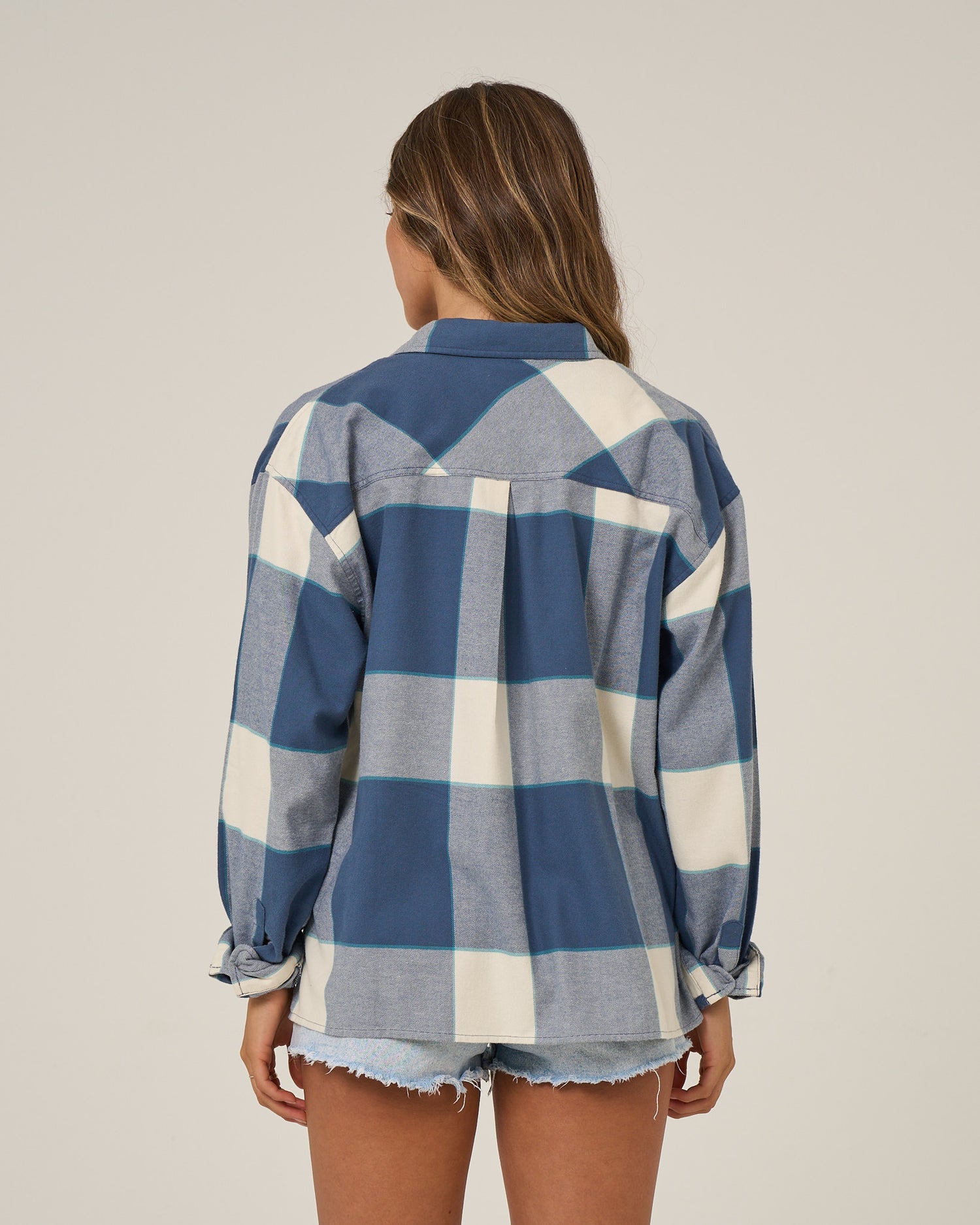 Back view of the Nomad Flannel - Vintage Indigo. 