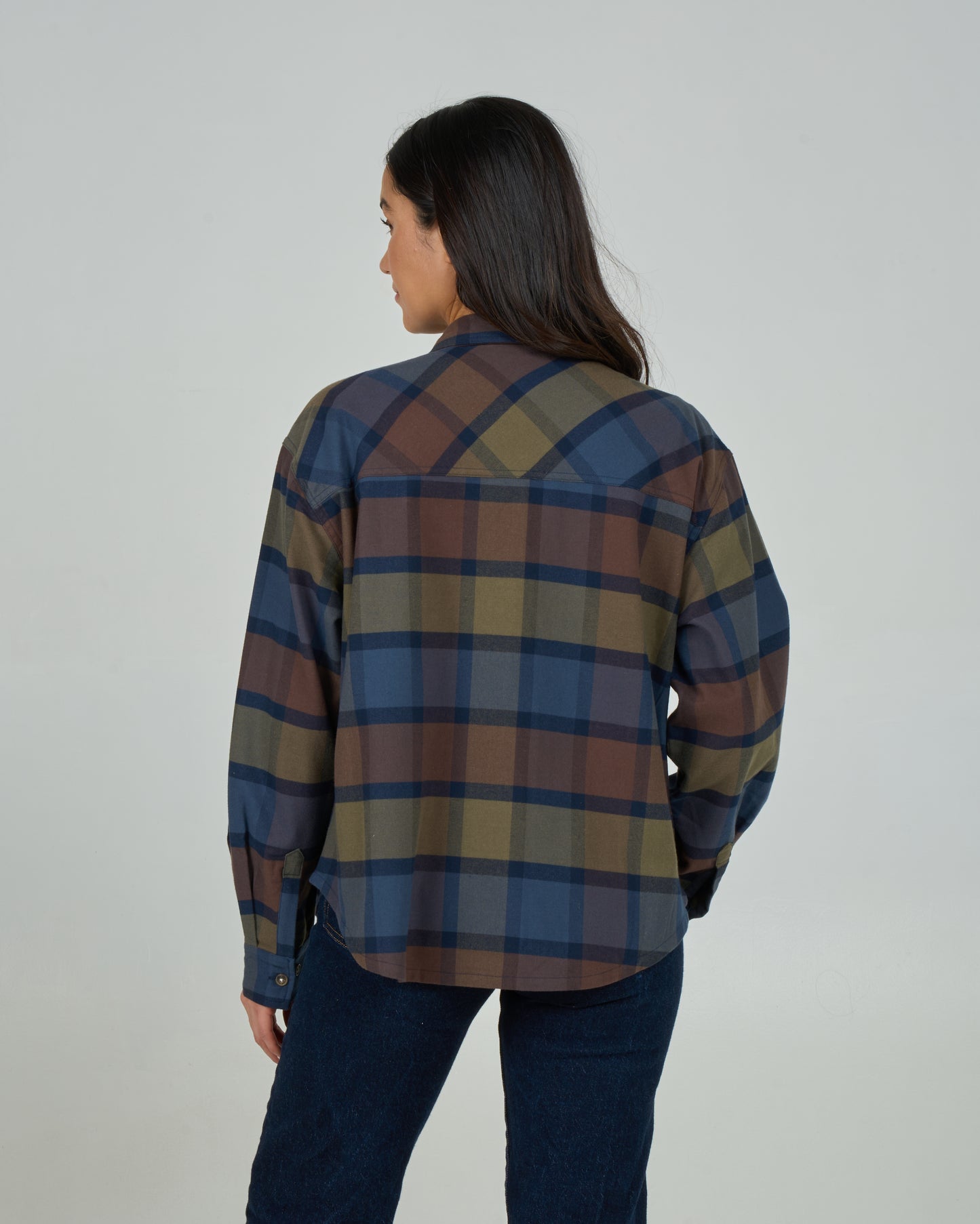 Back view of the Fathom Flannel - Espresso. 